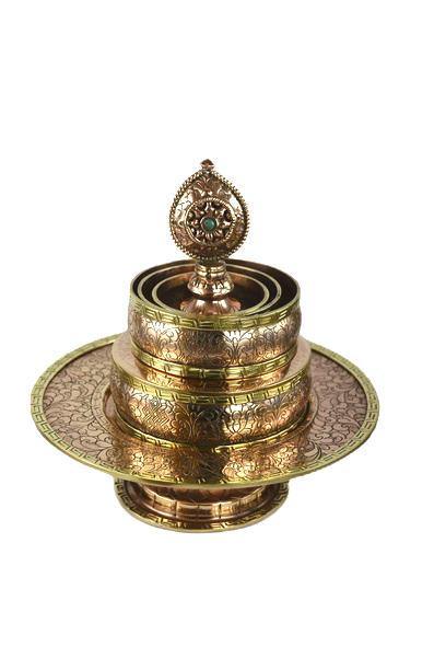 THE BUDDHIST SHOP Copper Fine Mandala with Stand