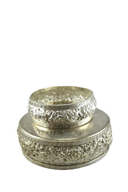 THE BUDDHIST SHOP White Metal Handcrafted Mandala