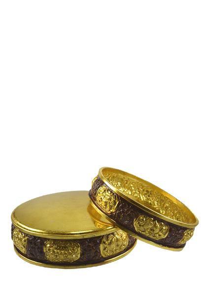 THE BUDDHIST SHOP Antique & Gold Polish Fine Mandala with Stand