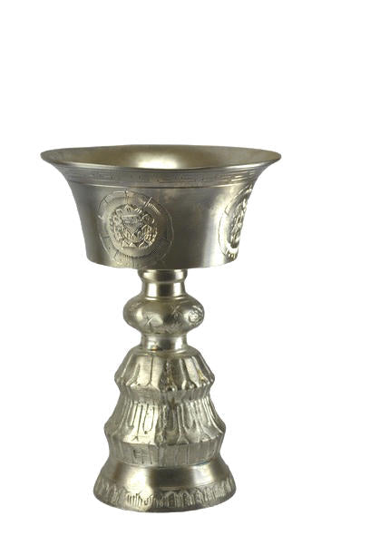 THE BUDDHIST SHOP White-Metal Emboss Carved Butterlamp
