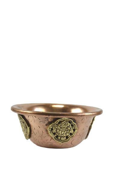 THE BUDDHIST SHOP Copper Brass Emboss Design Water Offering Bowl (Tings)  ~ Set of 7pcs 