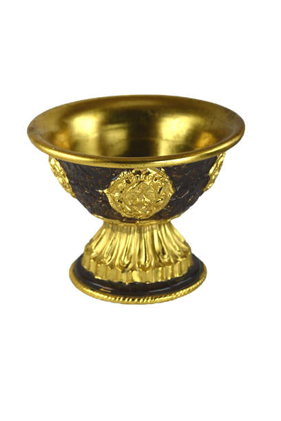 THE BUDDHIST SHOP Gold-Polished Stand Water Offering Bowl (Tings)  ~ Set of 7pcs 