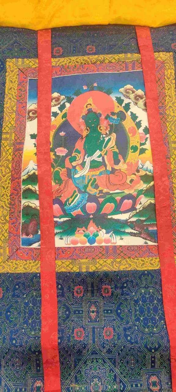 THE BUDDHIST SHOP Tibetan Buddhist Green Tara Thangka 