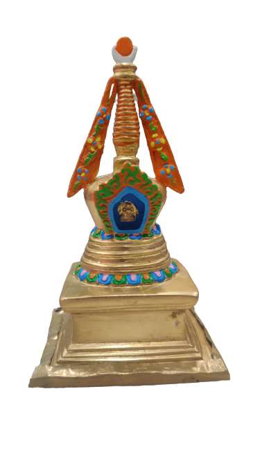 THE BUDDHIST SHOP Tibetan Brass Chorten -  Stupa 