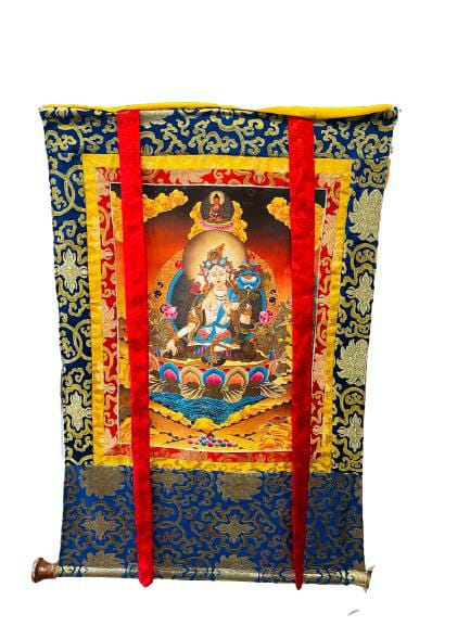 THE BUDDHIST SHOP Tibetan Buddhist White  Tara Thangka 