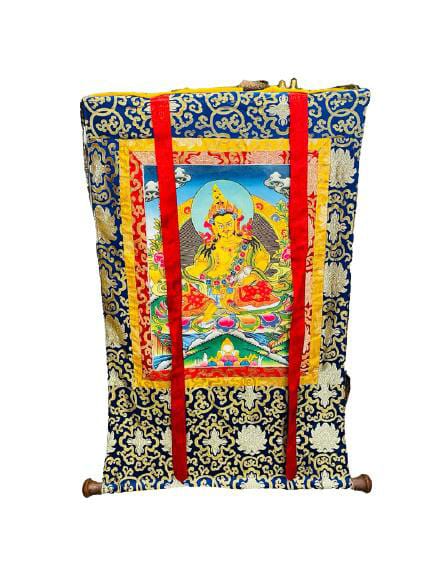 THE BUDDHIST SHOP Tibetan Buddhist Yellow Dzambhala/Kubera Thangka 